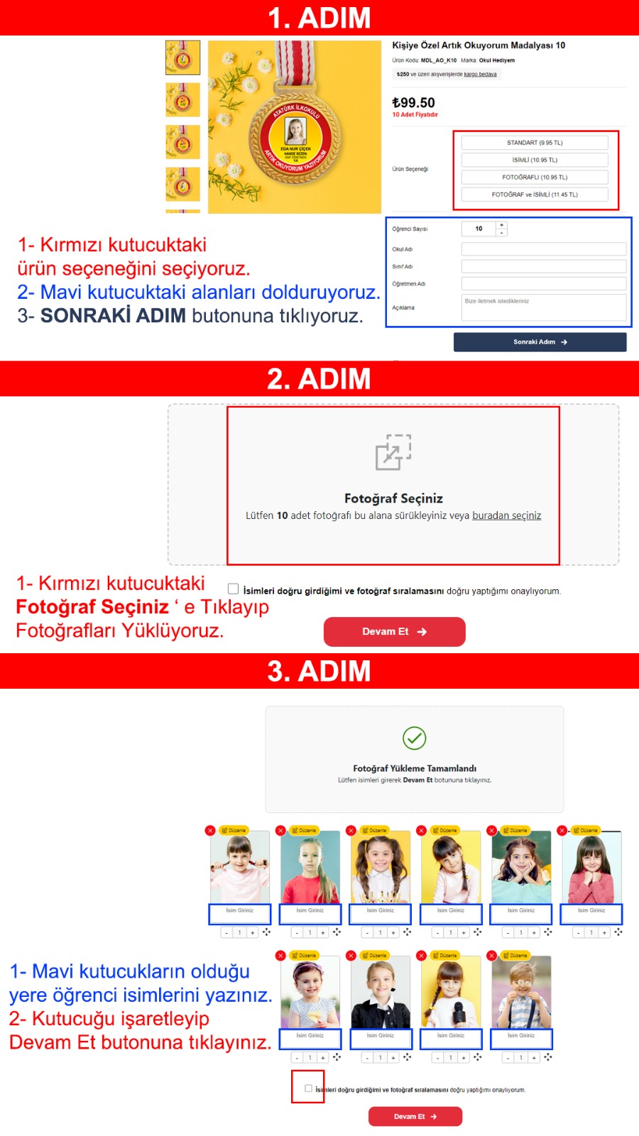 Sipari oluturma admlar